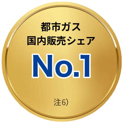 都市ガス国内販売シェアNo.1 注6)